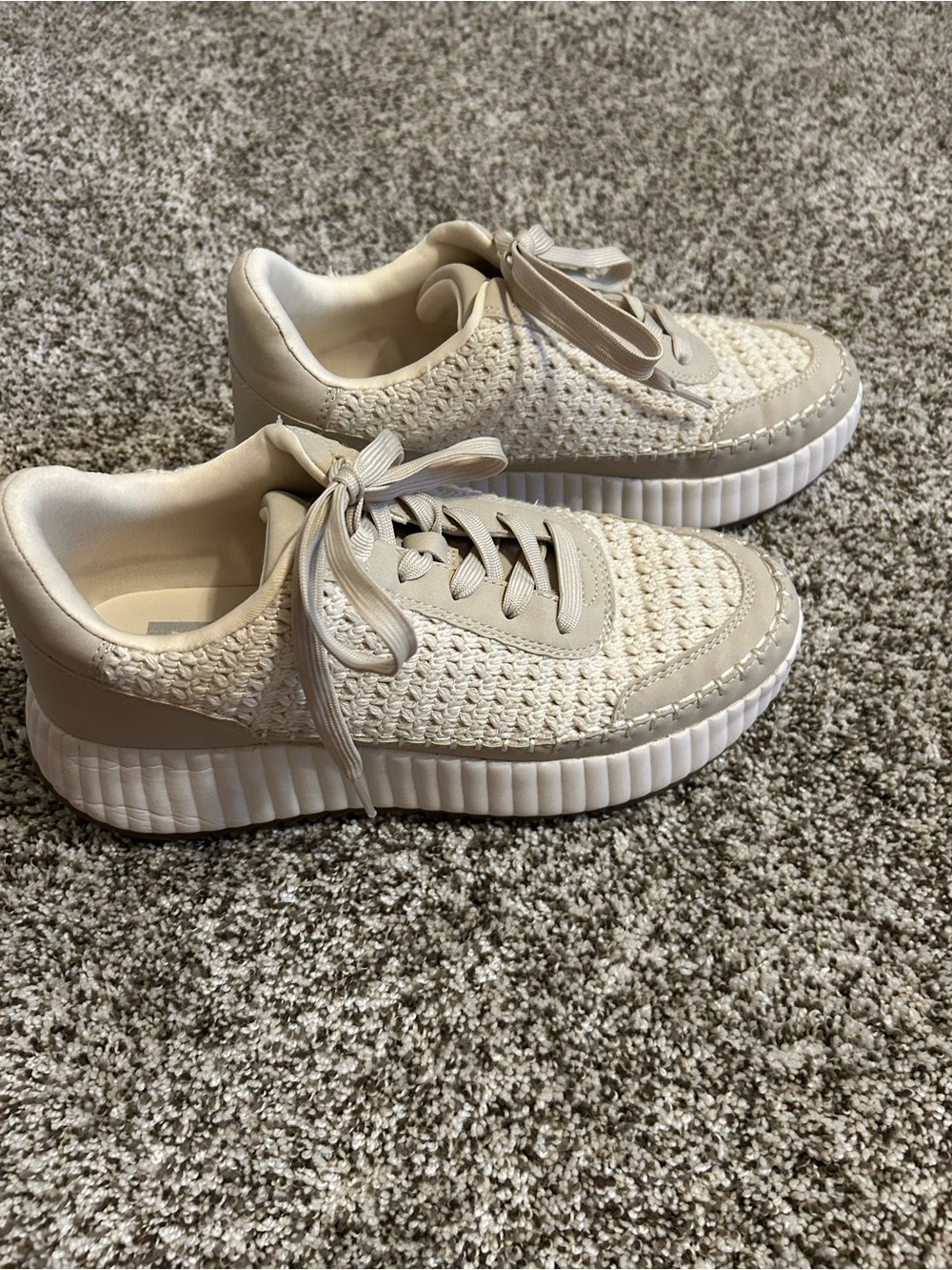 DV by Dolce Vita Cream Knit Platform Lace-Up Sneakers